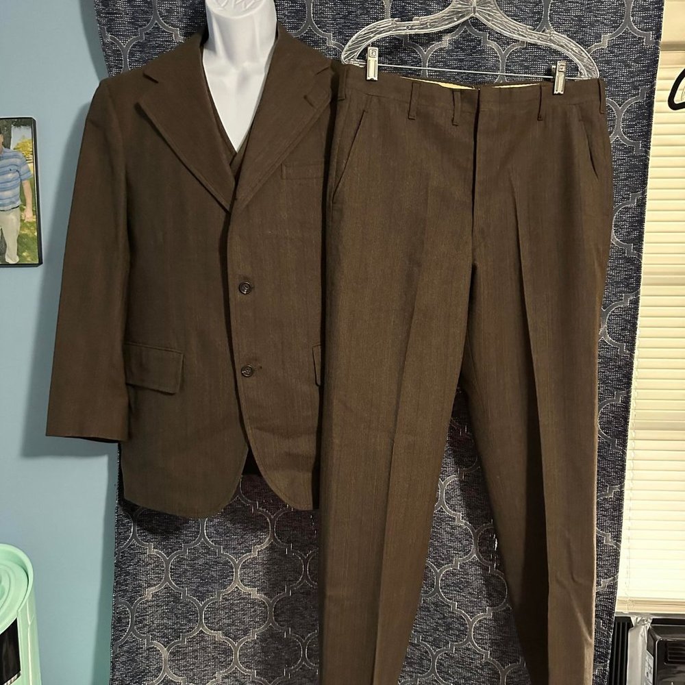 Hunter Haig Vintage men's 41 3 piece wool suit jacket 41r